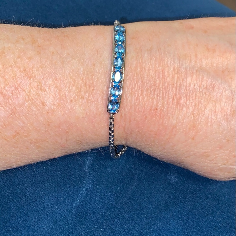 Effy blue topaz bolo bracelet - Picture 4 of 8
